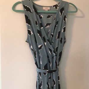 Loft blue and black pattern dress